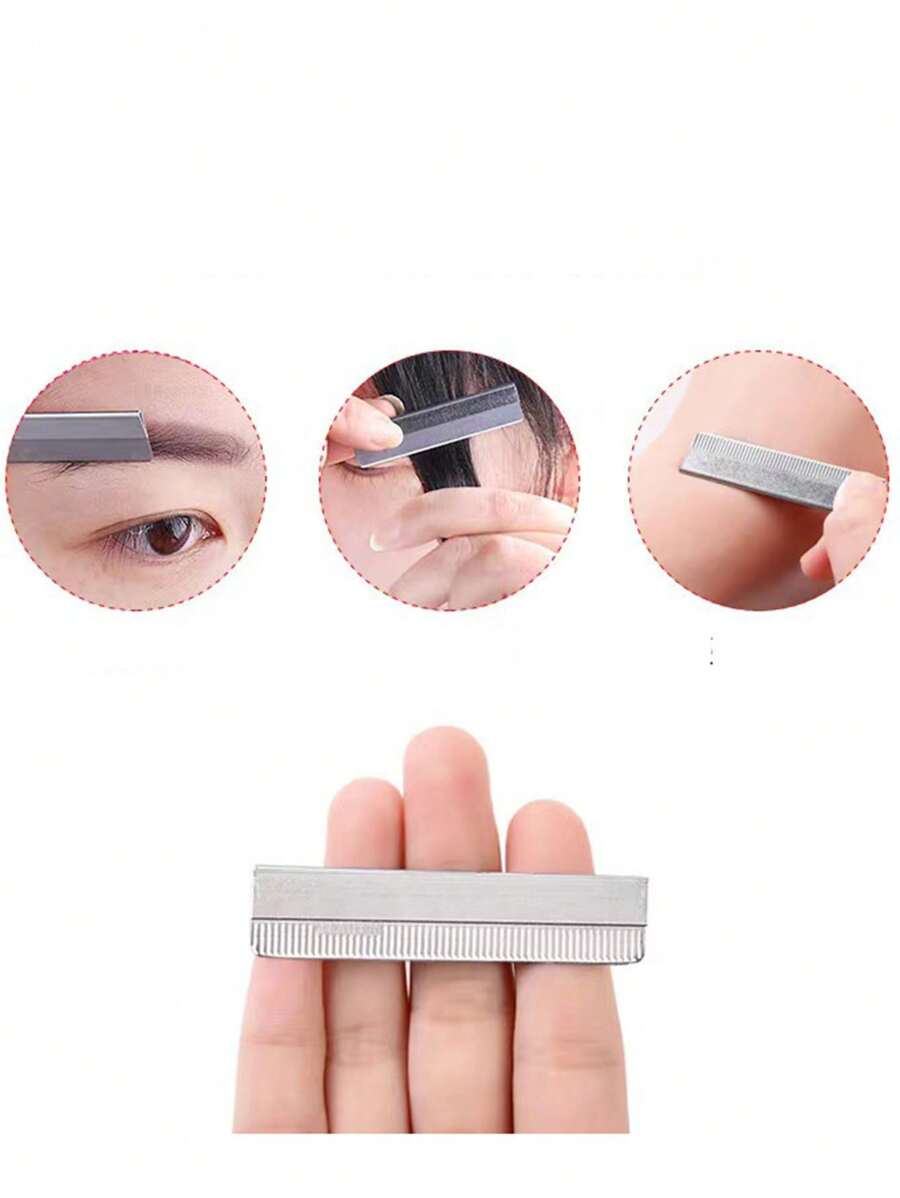 10pcs/Pack Stainless Steel Eyebrow Razor Blades For Shaping And Trimming With WaveEdged And Non