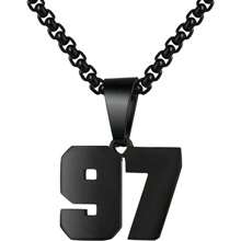 1 件装不锈钢运动员足球幸运数字项链男式足球篮球数字项链男女最佳朋友礼物 - 黑色 - 查看 103