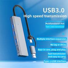 ADS-309D 6 In 1 Laptop Docking Station Multifunctional USB 3.0 Hub Ports Expansion With Switchable Type-C And USB Interface - Grey - View 5