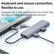 ADS-309D 6 In 1 Laptop Docking Station Multifunctional USB 3.0 Hub Ports Expansion With Switchable Type-C And USB Interface - Grey - View 8