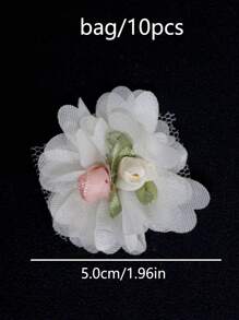 10pcs/Pack Chiffon Flower & Lace Trim Diy Materials For Hat, Bag, Clothing, Home Decor, Sofa, Curtain, Scarf, Bridal Dress And Wedding Decoration