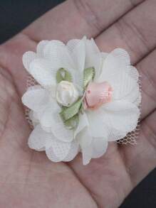 10pcs/Pack Chiffon Flower & Lace Trim Diy Materials For Hat, Bag, Clothing, Home Decor, Sofa, Curtain, Scarf, Bridal Dress And Wedding Decoration