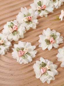 10pcs/Pack Chiffon Flower & Lace Trim Diy Materials For Hat, Bag, Clothing, Home Decor, Sofa, Curtain, Scarf, Bridal Dress And Wedding Decoration