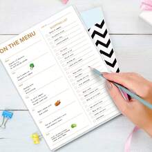 BUBU 1入組磁性膳食計畫-週計畫事項記事本,包括撕離式頁面和購物清單,尺寸8.5x6.5英寸 52張,可進行整合的週計畫和日常規劃 - 彩色 - 查看 1