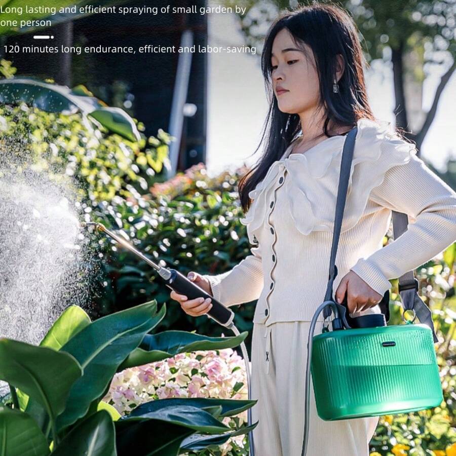 電動殺菌噴霧器,農業高壓殺蟲噴霧器,可充電澆水罐用於家庭園藝 - 5L電動噴霧器-透明綠 - 查看 1