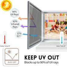 1捲黑色汽車窗貼膜,防紫外線、隔熱,無膠靜電吸附玻璃貼紙pvc,24股 - 黑色 - 查看 6
