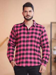 Men Shirts - 玫紅色 - 查看 1