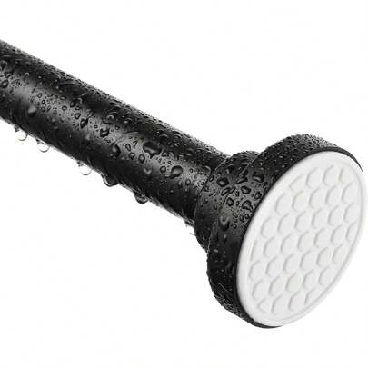 1pc Black 43-73 Inch/110-185cm Shower Curtain Rod, Window Curtain Rod With Adjustable Spring Tension, Stainless Steel Material Water-Proof & Rust-Proof, Pvc Rubber End Cap Anti-Slip & Wear-Resistant, No Drilling No Tool Installation, Max 11kg Load Capacity For Curtains, Drapes, Shower Curtains In Living Room, Bedroom, Dining Room, Kitchen And Bathroom Home Bathroom Decor Fall Decor Bathroom Accessories Back To School