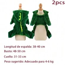 Disfraz De Dinosaurio Para mascota Gato O Perro Sudadera 2pk diseño de dinosaurio de mascota felpa - Verde Oscuro - Ver 3