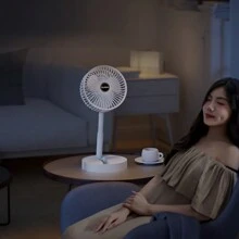 1pc Desktop Foldable Fan Mini Portable Household Table Retractable Mute Fan Electric Adjustable LowNoise Long Standby Fan - White[2000CFM] - View 6