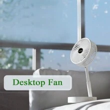 1pc Desktop Foldable Fan Mini Portable Household Table Retractable Mute Fan Electric Adjustable LowNoise Long Standby Fan - White[2000CFM] - View 7