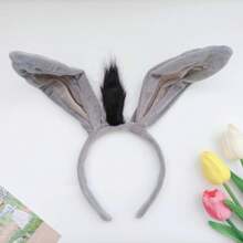 2pcs/Set Funny Donkey Ears & Tail Headband With Bendable & Fixed Animal Shaped Hair Hoop Cute,Mouse Ears, School Stuff, Gifts, Hair Accessories - Light Grey - View 5