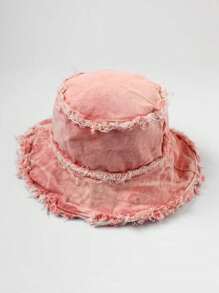 1pc Unisex Multicolor Washed Vintage Edge Double-Sided Casual Fashionable Personalized Bucket Hat Suitable For Everyday Outdoor Beach Vacation Street Travel