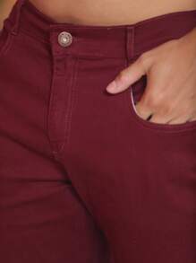 Men Jeans - Burgundy - View 6