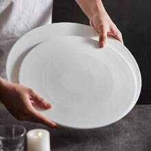1pc Round Ceramic Luxury Dinner Serving Tray, 10 Inch Or 12 Inch, For Cake, Sushi, Desserts, Suitable For Restaurants - White - View 5
