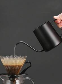 1 件装不锈钢鹅颈咖啡壶（带盖/不带盖）学校用品返校 - 黑色 - 查看 11
