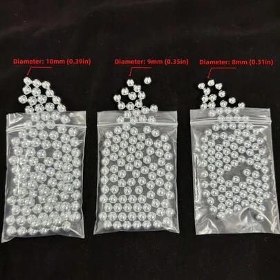 1包(100片/120片)高碳鋼精密彈球，適用於彈弓狩獵和射擊訓練、自行車DIY軸承球、工業應用等。 8mm(0.31in)/9mm(0.35in)/10mm(0.39in)彈弓彈珠。