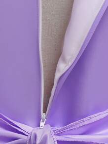 Elegant Floral Tulle & Satin Girls Birthday Party Dress, Suitable For School Dance, Party, Flower Placement & Color Varies, Headband Not Included - Purple - View 7