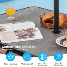 49 Inch Patio Rectangle Dining Table With Umbrella Hole - Xám - Xem 3