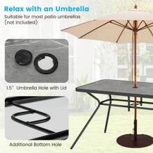 49 Inch Patio Rectangle Dining Table With Umbrella Hole - Xám - Xem 2