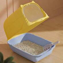 Large Fully Enclosed Cat Litter Box With Door & Odor Control, Covered Cat Litter Pan For Pet Cats - Multicolor - View 2