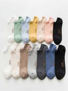 7 Pairs Men's New Style Solid Color Minimalist Daily Wear Short Socks, Couples Design - Multicolor - View 4