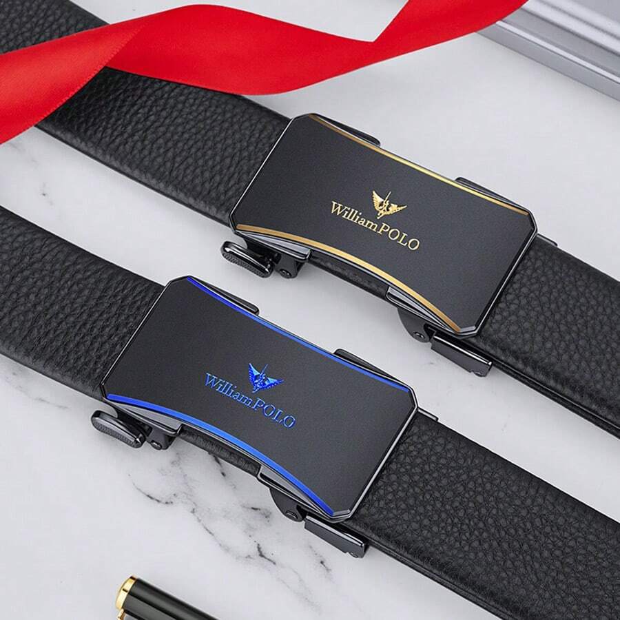 Thắt lưng da nam WilliamPOLO có khóa tự động bằng hợp kim kẽm, cảm giác tối giản cao cấp, phong cách công sở thường ngày đa năng, chiều dài có thể điều chỉnh - màu súng - Xem 1