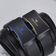 Thắt lưng da nam WilliamPOLO có khóa tự động bằng hợp kim kẽm, cảm giác tối giản cao cấp, phong cách công sở thường ngày đa năng, chiều dài có thể điều chỉnh - màu súng - Xem 2