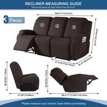 1/2/3 Seat Solid Recliner Sofa Covers, Polyester Fabric Stretch Recliner Couch Covers For Chair Cover, Soft Washable Furniture Protector With Pockets