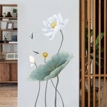 1 Miếng Hoa sen & Nước Hoa loa kèn & Koi Cá Giấy dán tường Đối với Phòng ngủ , Phòng khách , Tiền sảnh , Nhà  Trang trí tường - Nhiều màu - Xem 5
