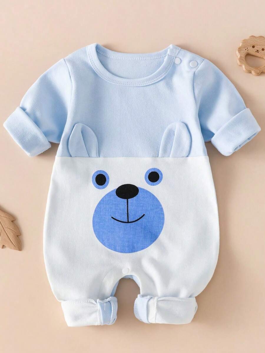 男婴长袖连体衣 0-12 个月 - 藍色 - 查看 1