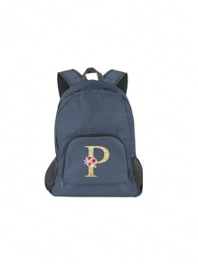 1入組金色字母印花可摺疊背包,帶口袋,男女皆可使用的大容量輕量級戶外運動旅行背包,適用於徒步旅行、露營、攀登、日常通勤 - 灰色 - 查看 24