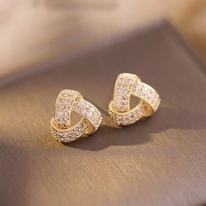 1 Đôi Nữ Hình Học Tam Giác Micro-Dát Bông Tai, Bạc 925 Kim, thời Trang & Thanh Lịch Tai Cho Nhiều Dịp