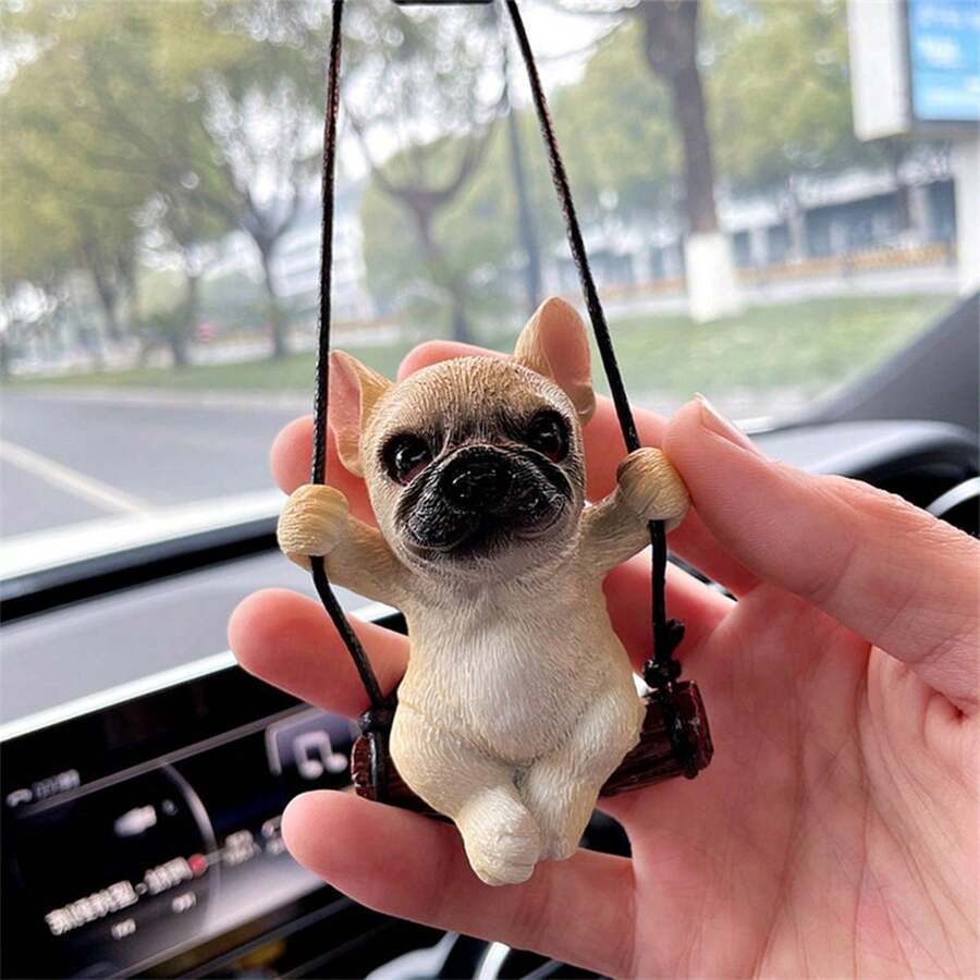 1 Pc Cute Car Pendant Hanger Car Decoration Rearview Mirror Bulldog - Multicolor - View 1