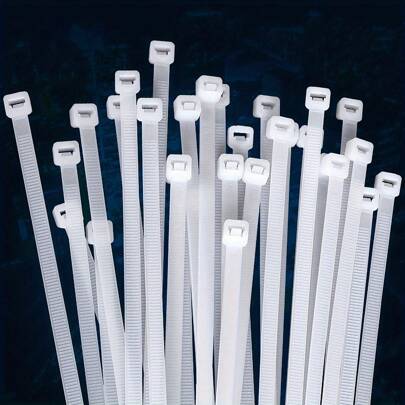 100pcs Nylon Self-Locking Cable Ties White Plastic Zip Ties Bundle Wire Straps Bundling Ties