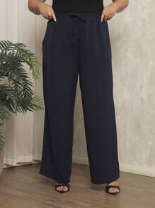 Plus Size Pants - Navy Blue - View 5