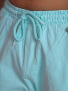 Men Denim Shorts - 綠色 - 查看 6