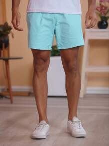 Men Denim Shorts - 綠色 - 查看 4