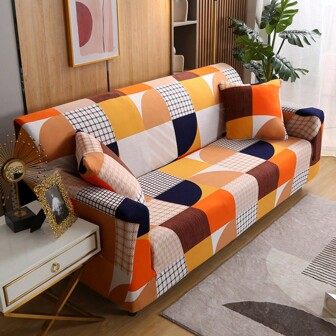 1pc Elastic Sofa Cover, Polyester Fiber Knitted Milk Silk Four Seasons Universal Sofa Slipcover