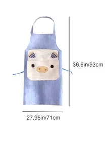 1 Miếng phổ cập Đúng mốt Phim hoạt hình sáng tạo Con lợn In Tạp dề , Phòng bếp Chống bám bẩn Không tay Làm việc Quần áo Dành Cho Nam Và Nữ , Dễ thương Sọc Đa dụng Tạp dề - Màu Hồng Tươi - Xem 4