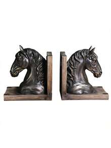 1pc American Style Animal Bookend Accessory, Resin Craft Horse Head Shape Bookend Decoration For Home Office Study Room, Suitable For Festival Gifts - BS20900 Bronze Horse - View 4
