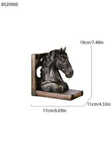 1pc American Style Animal Bookend Accessory, Resin Craft Horse Head Shape Bookend Decoration For Home Office Study Room, Suitable For Festival Gifts - BS20900 Bronze Horse - View 2