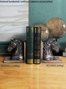 1pc American Style Animal Bookend Accessory, Resin Craft Horse Head Shape Bookend Decoration For Home Office Study Room, Suitable For Festival Gifts - BS20900 Bronze Horse - View 1