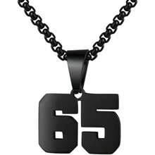 1 件装不锈钢运动员足球幸运数字项链男式足球篮球数字项链男女最佳朋友礼物 - 黑色 - 查看 84