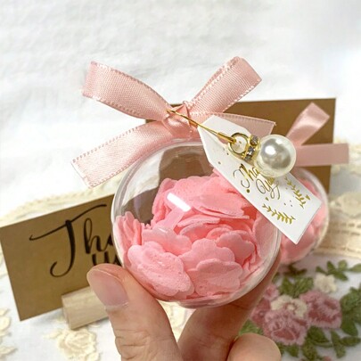 YESTARY 30 Sets Pink/Blue Petal Soap Packs, Boxes Of Petal-Shaped Small Soap Flakes With 5cm/1.97inch Transparent Balls, Ribbon And Thank You Tags Accessories, Party Favors For Babyshower Gender Reveal Wedding Birthdays Party