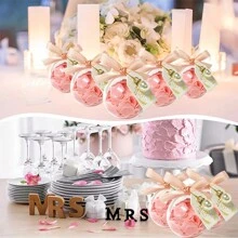 YESTARY 30 sets de jabones con pétalos rosa/azul, cajas de escamas de jabón pequeñas con forma de pétalos con bolas transparentes de 5cm/1,97 pulgadas, accesorios con cintas y etiquetas de agradecimiento, detalles para fiestas de baby shower, revelación de género, bodas y cumpleaños - Rosa - Ver 5