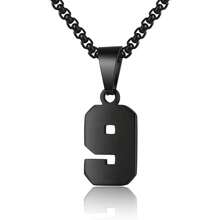 1 件装不锈钢运动员足球幸运数字项链男式足球篮球数字项链男女最佳朋友礼物 - 黑色 - 查看 94