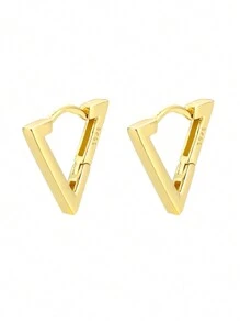 HuooNew 1pair Simple 925 Sterling Silver Triangle Earrings, Unisex Summer Silver Jewelry, Gift For Him Or Her