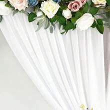 1 Peça (largura 72cm X Comprimento 550cm) Cortina De Fundo De Tecido Chiffon Puro Com Drapeado Em Arco Para Decoração De Cerimônia E Recepção De Casamento - Branco - Visão 5