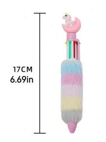 1pc Cartoon Unicorn Plush Ballpoint Pen, With 6 Colorful Ink & Random Color(Style Random),Crayons,Gabby,Girls Toys,Unicorn Stuff,Crayons Colored,Back To School